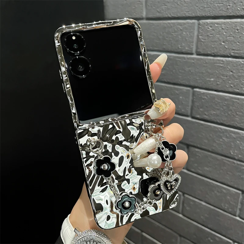 For Xiaomi Mix Flip Luxury Fashion Wrinkled Flower Love Chain Cases Phone Case Cover