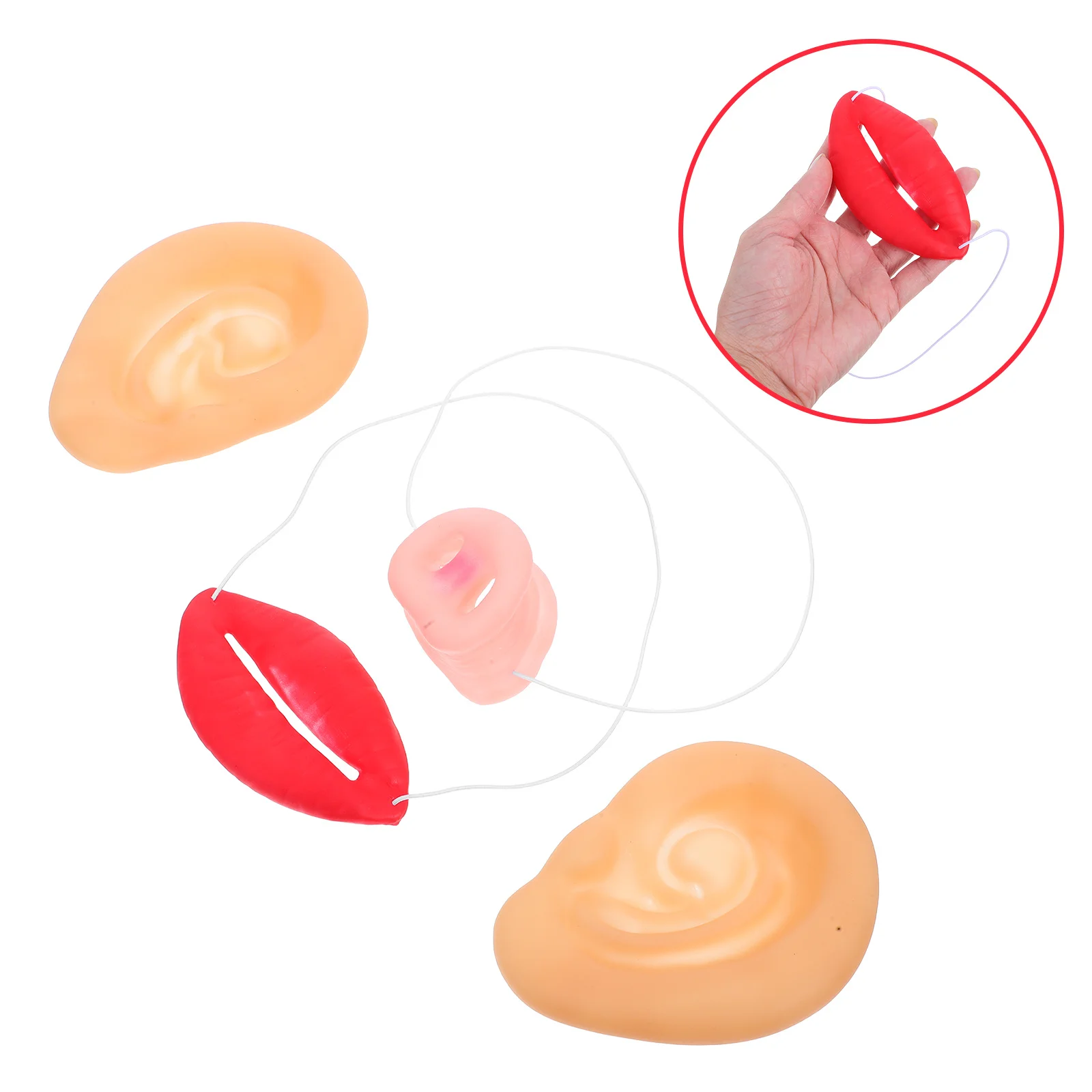 1-Set Halloween-Schwein-Kostüm-Zubehör-Set, realistisches weiches Latex, Schnauze, Nase, Ohren, Lippe für Erwachsene, universelle Passform, leicht