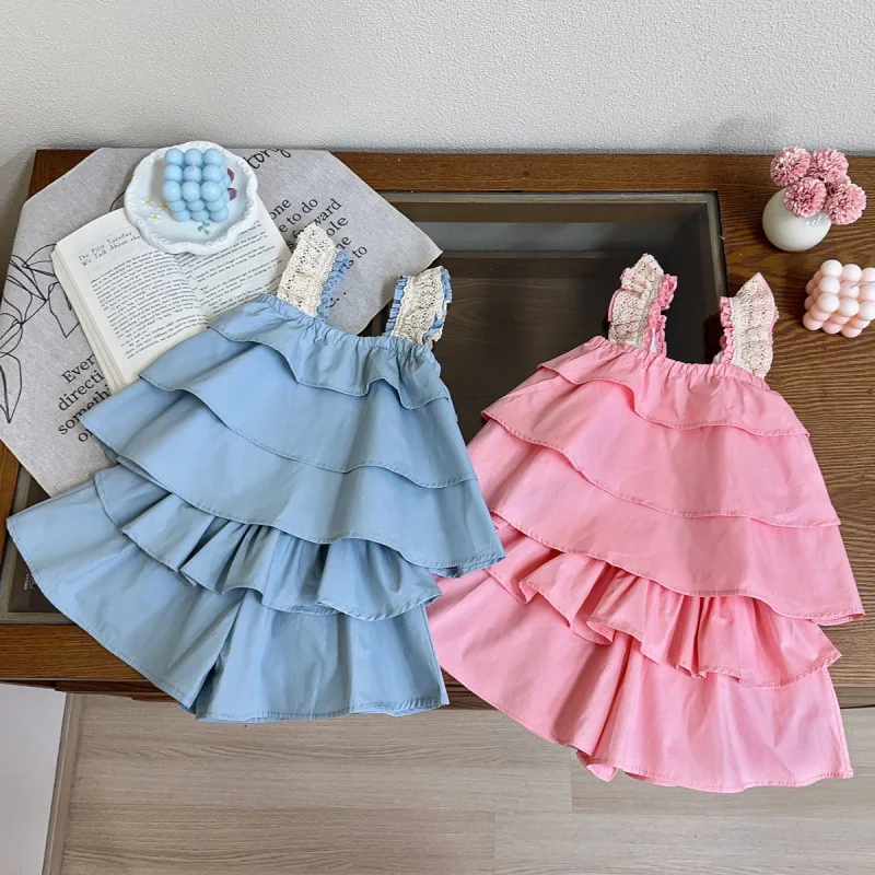 

Children's Outfit Dress New Summer Girls Baby Strap Vest+Cake Skirt Fashion Cute Two-Piece Set
