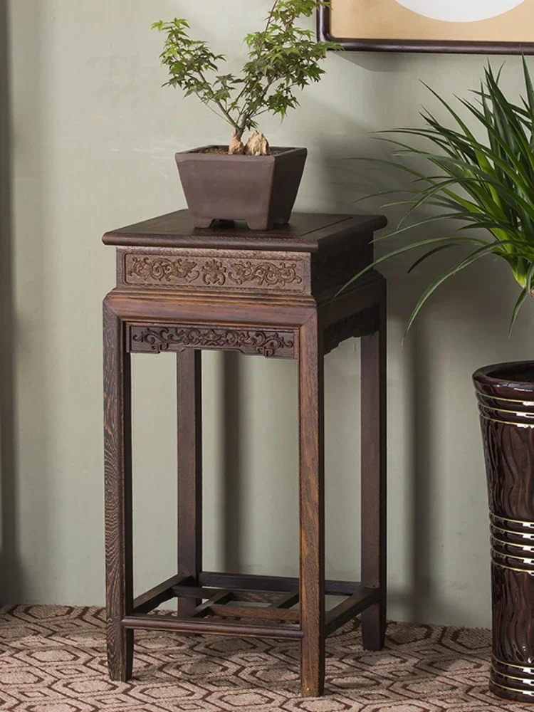 Carved Solid Wood Living Room Side Table Flower Stand Door Frame Bonsai Stand Indoor Flower Pot Rack1 image 2