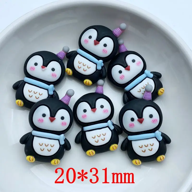 10Pcs New Cartoon PenguinRabbitDinosaurCat Series Resin Figurine Crafts Flatback Ornament Jewelry Making Hairwear Accessories