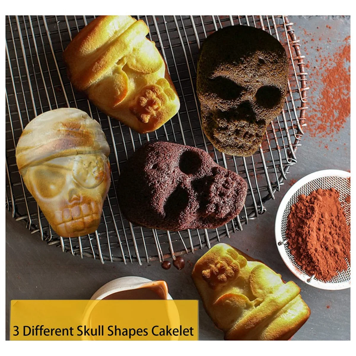 Skull Cake Pan Silicone Skull Cakelet Mold Skull Pirate Cake Tin Baking Pan