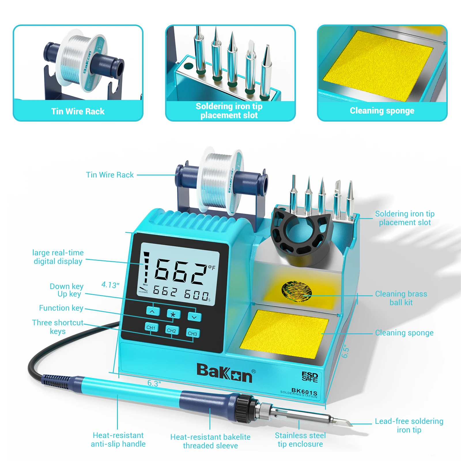 BK601S バコンはんだ付けステーションキット マイクロコンピューター急速加熱 プロ仕様携帯電話修理ツール 電子はんだ付けペン