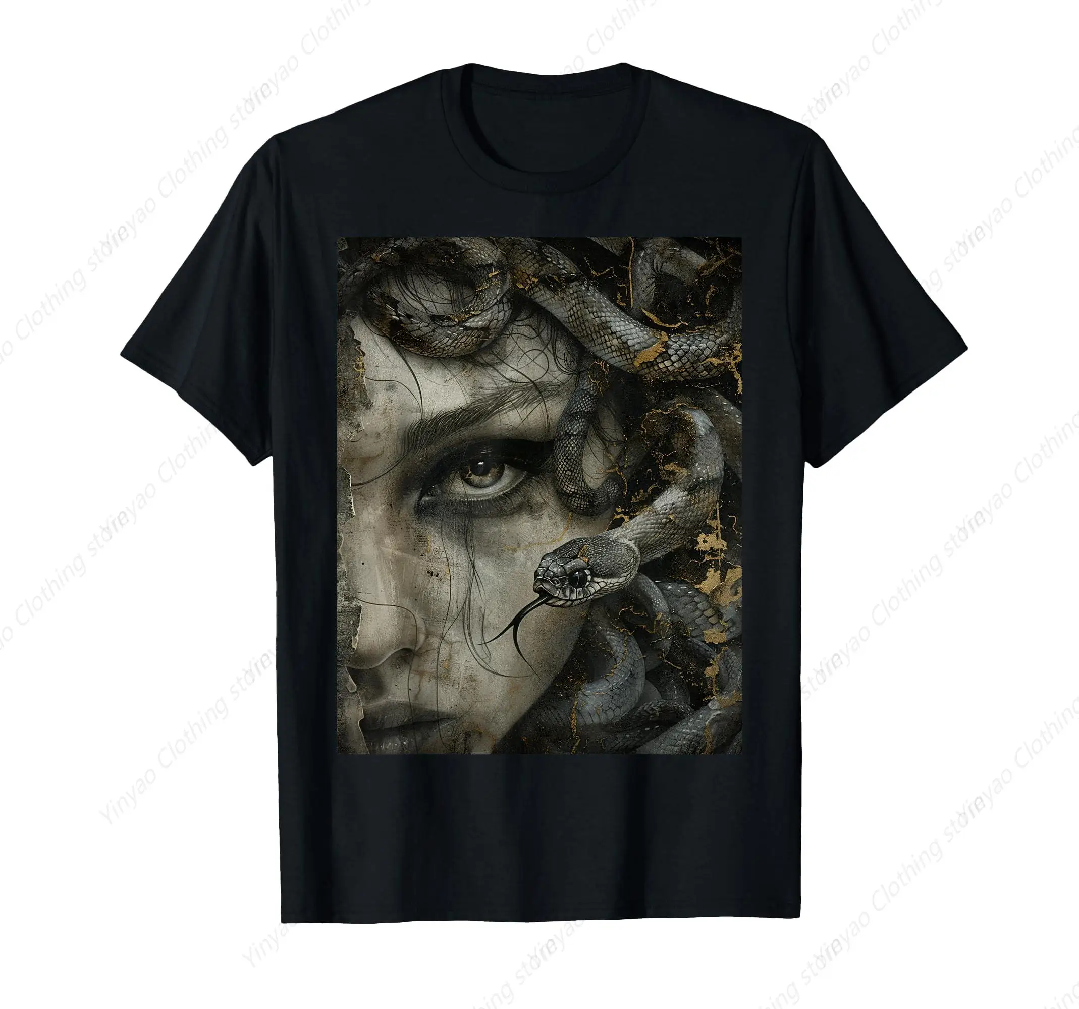 Medusa Greek Mythology Printed Men's Shirt Mystery Terror Dark Garbage Art T-shirt Pure Cotton