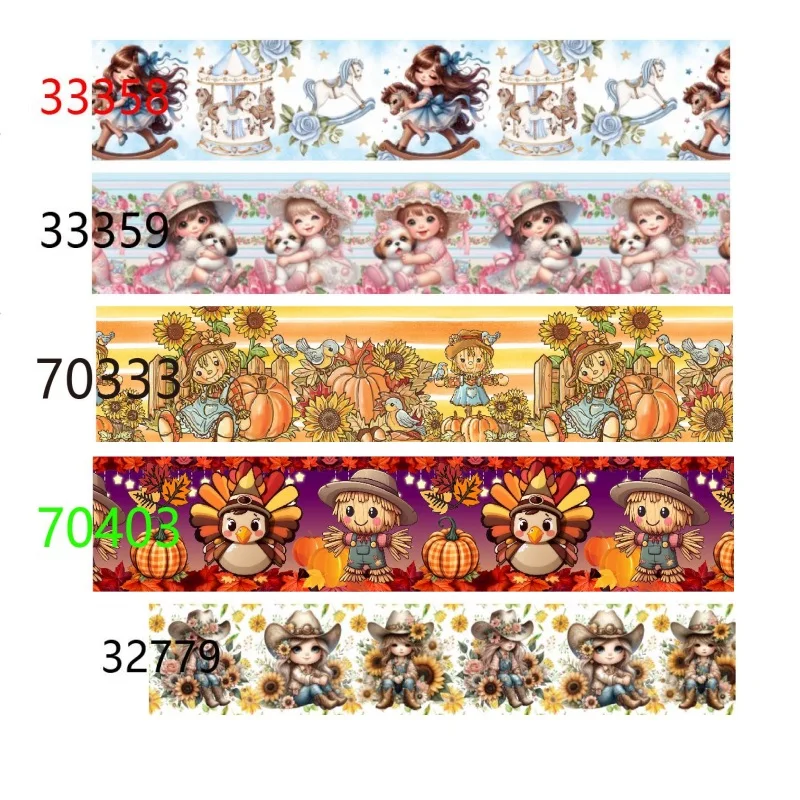 

5Yards Girl Cartoon Cartoon Grosgrain Ribbon Printed for Bows DIY Materials