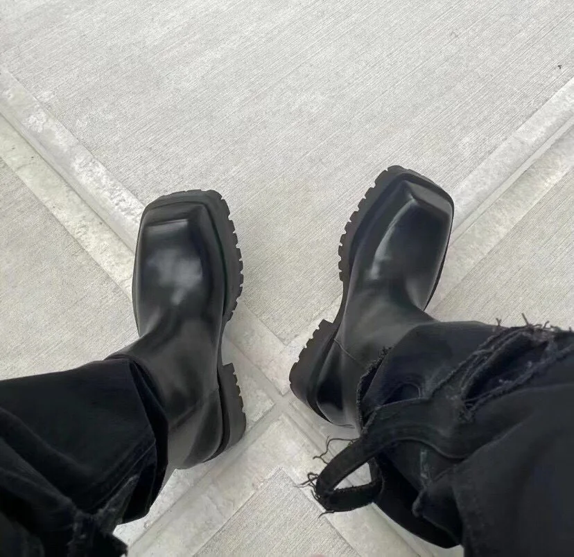 New Fashion High Quality Chelsea Short Boots Women Square Heel