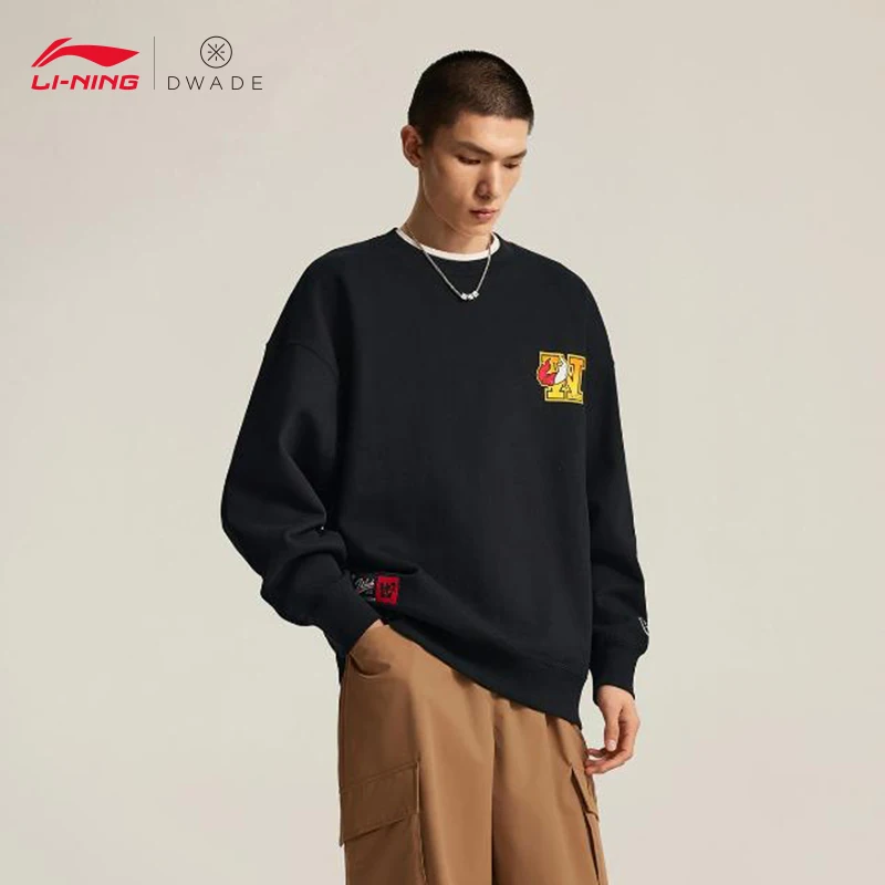 

Мужская бархатная теплая свободная толстовка с капюшоном серии LI-NING WAY OF WADE, пуловер для отдыха AWDV889