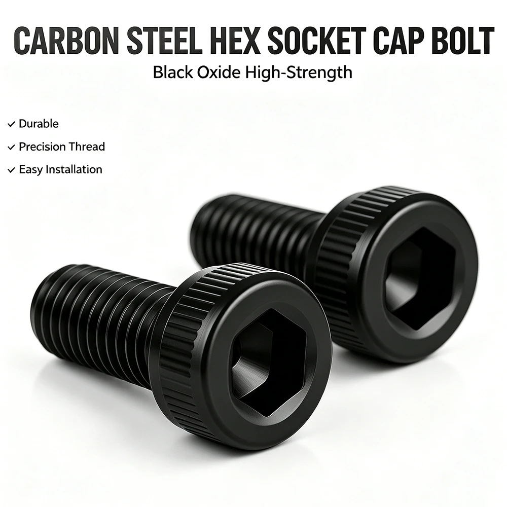 Grade 12.9 Carbon Steel Hex Socket Cap Head Screw M1.4 M1.6 M2 M2.5 M3 M4 M5 M6 M8 M10 M12 DIN912 Metric Threaded Black Bolt