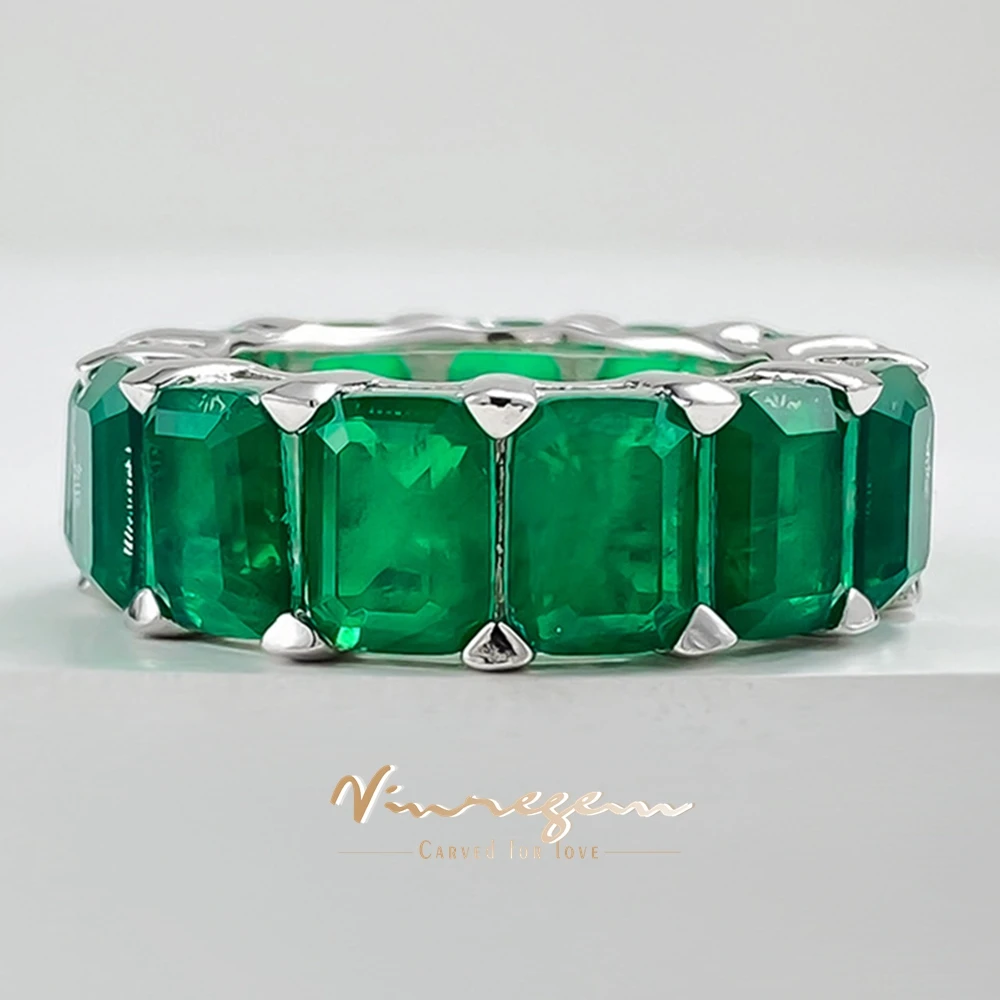 

Vinregem 5*7 MM 1CT Emerald Gemstone Vintage 100% 925 Sterling Silver Wedding Party Fine Jewelry Ring for Women Band Wholesale