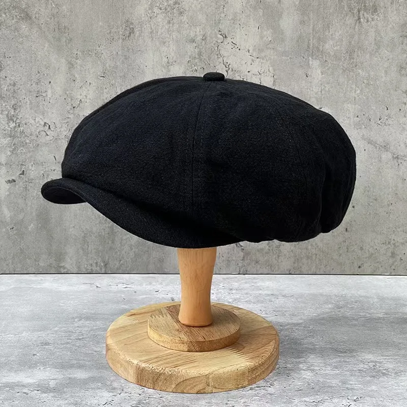 Kadar Pamuk Keten Newsboy Caps Artı Boyutu 63CM erkek İlkbahar Yaz Ince Retro Bere Şapka Moda Vahşi Rahat Şapka Unisex Sekizgen Şapkalar