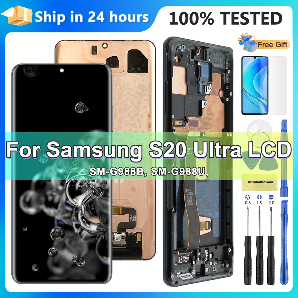 

Super AMOLED S20 Ultra Screen Display, for Samsung Galaxy S20 Ultra 5G G988 G988U Lcd Display Touch Screen Digitizer with Frame