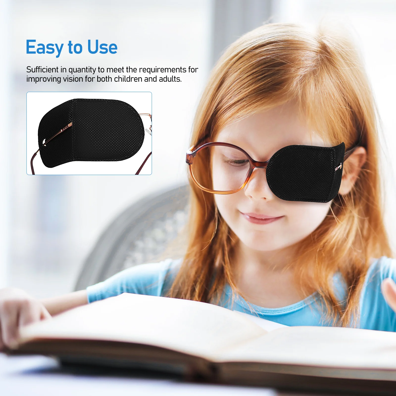 12 Pcs Eyeglasses Surgery Patch Lazy Blindfold Amblyopia Single Black Patches Right Child