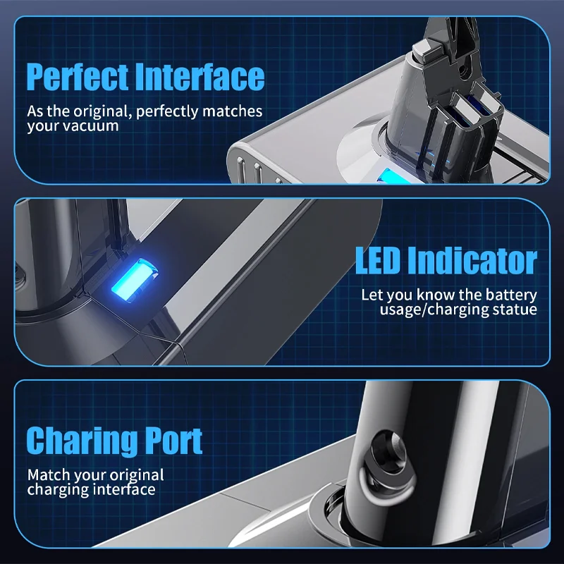21700 بطارية حزمة 12800 مللي أمبير 21.6 فولت لبطارية دايسون V8 المطلقة V8 الحيوان ليثيوم أيون SV10 مكنسة كهربائية سلسلة بطارية قابلة للشحن