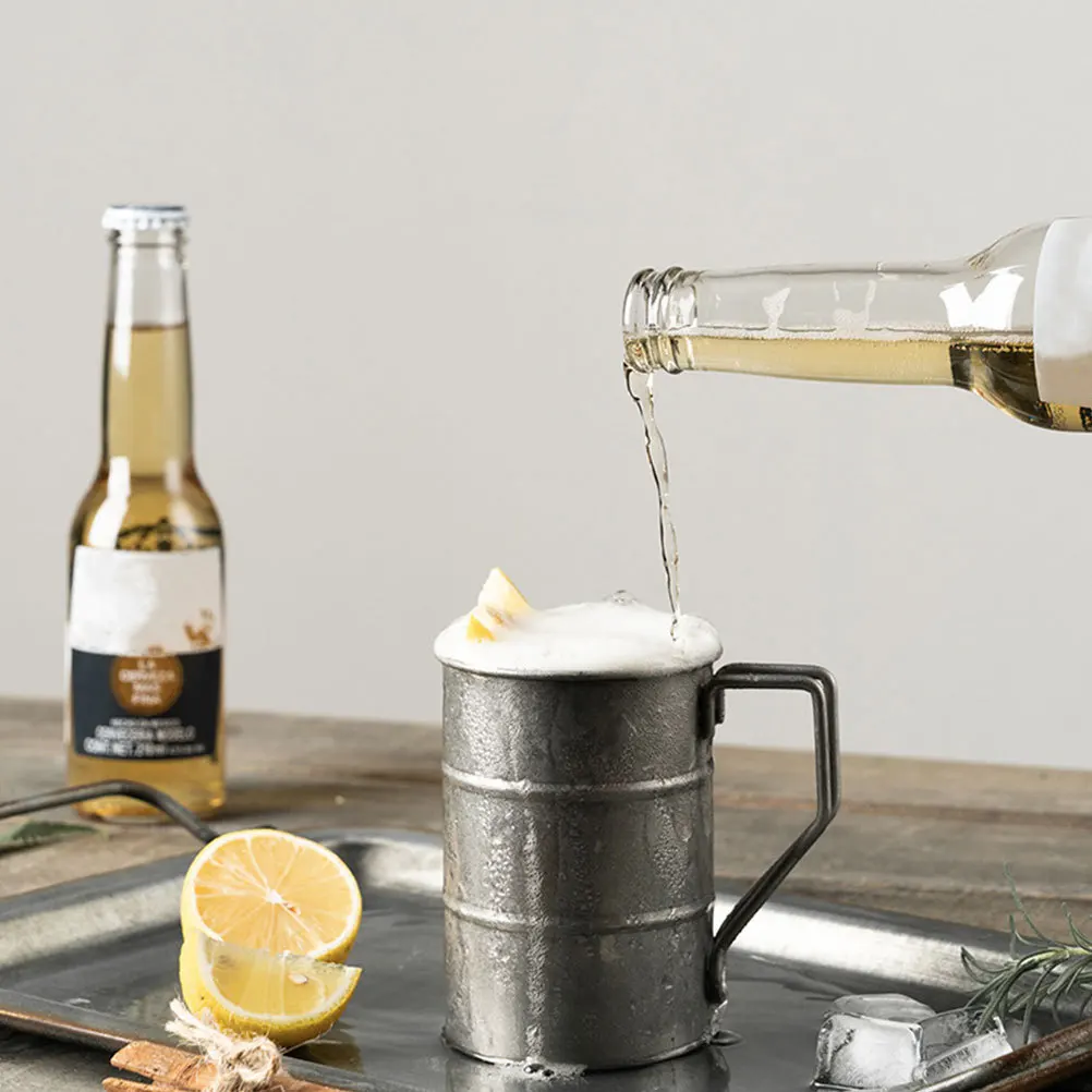 

1Set Stainless Steel Mug Cocktail Cup Ergonomic Handle Ice Retention Cold Drink Cup Suitable for Beer Iced Tea Coffee