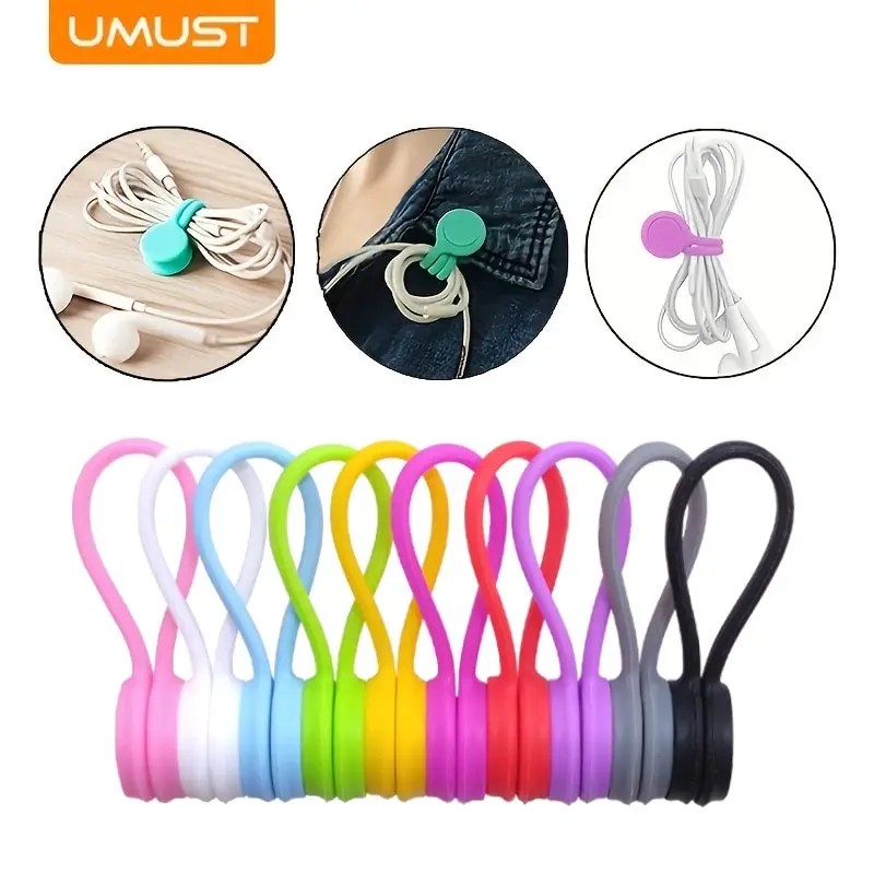 UMUST Reusable Magnetic Cable Ties,Cord Organizer,Silicone Magnetic Cord Ties for Bundling Stuff, Book Marker Fridge Magnets