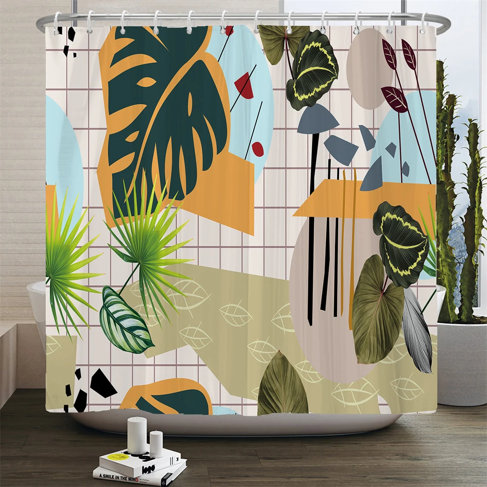 Nordic Wind Shower Curtain Abstract Aesthetic Bohemian Modern Mid Century Bathroom Curtain Waterproof for Home Bathtub Curtain