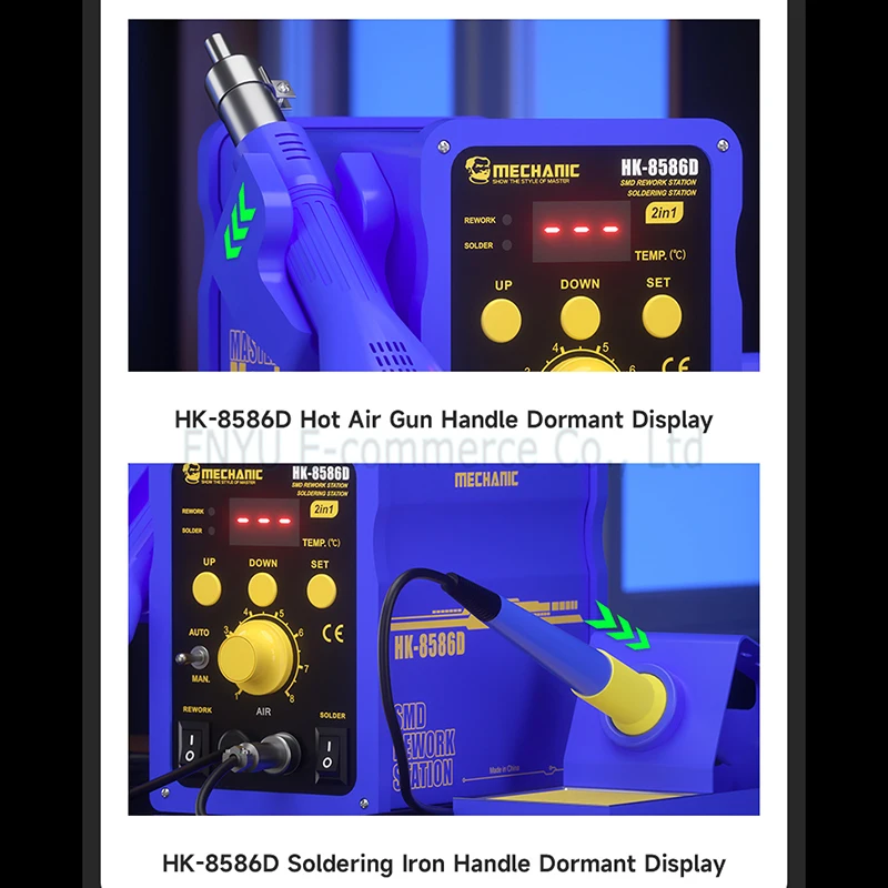 Heißer Luft Lötstation MECHANIC HK-8586D 700 W 2 In 1 SMD Lötkolben Reparatur LED Digital Display Wärme Pistole Löten werkzeug