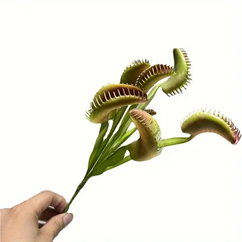 Lifelike Artificial Venus Flytrap Plant - Perfect For Halloween & Home Decor, Durable Plastic Bonsai Succulent 1