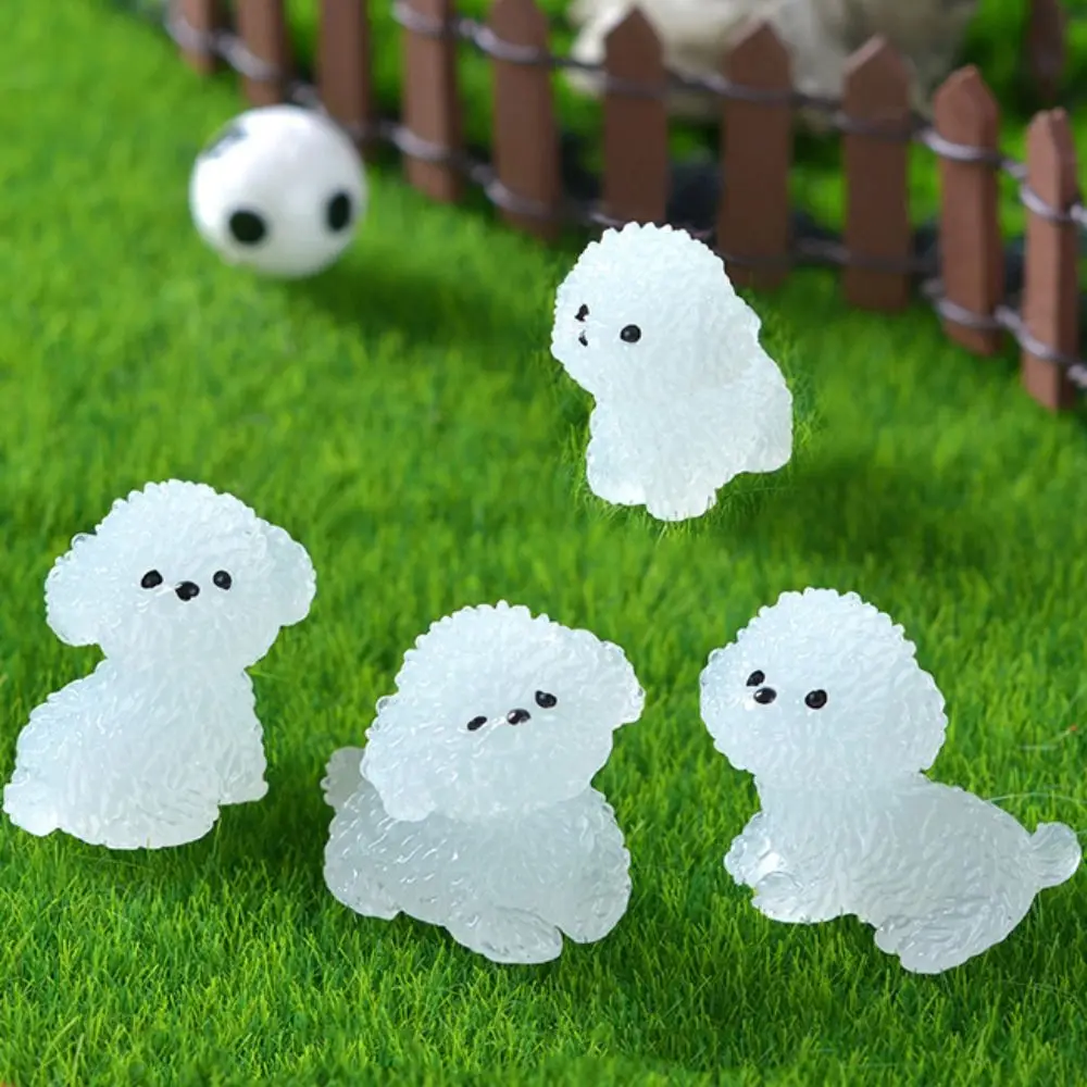 4 Pcs Cute Luminous Dog Figurine Glowing Cartoon Car Center Console Ornament Simple Mini Dog Desktop Decoration DIY Accessories