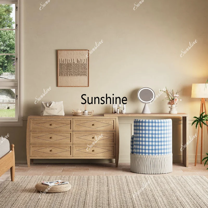 Natural wind solid wood dresser chest integrated French master bedroom corner