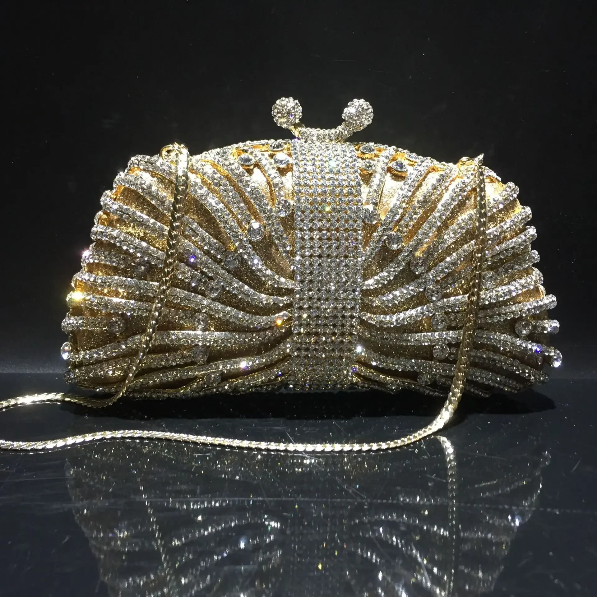 

Women Golden Crystal Clutch Bag Rhinestone Evening Bags Party Dinner Minaudiere Shoulder Bag Diamond Purses and Handbags