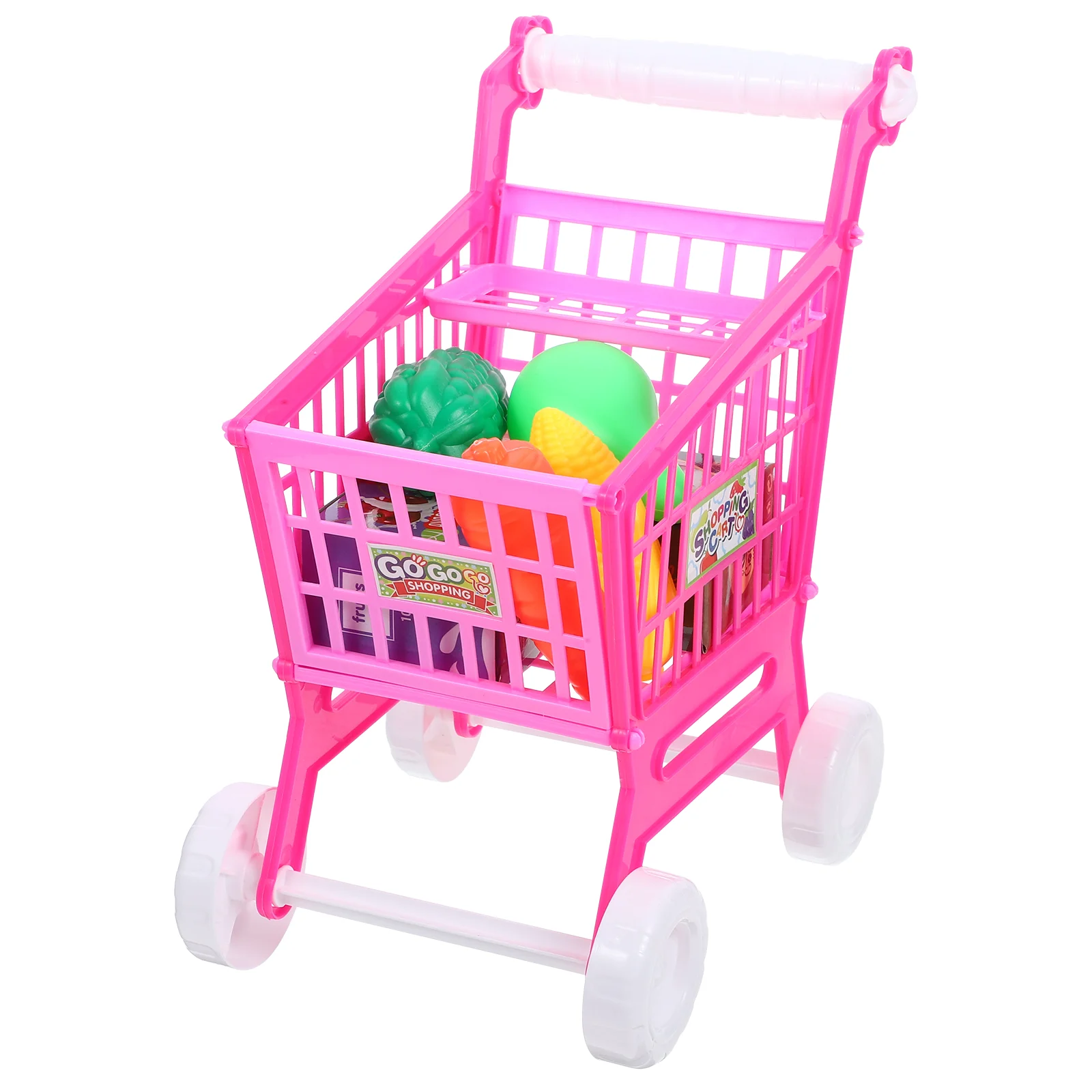 Casa de muñecas de simulación, carrito de compras, Mini juguetes para niños, cesta de comestibles para bebés, muñecas para bebés