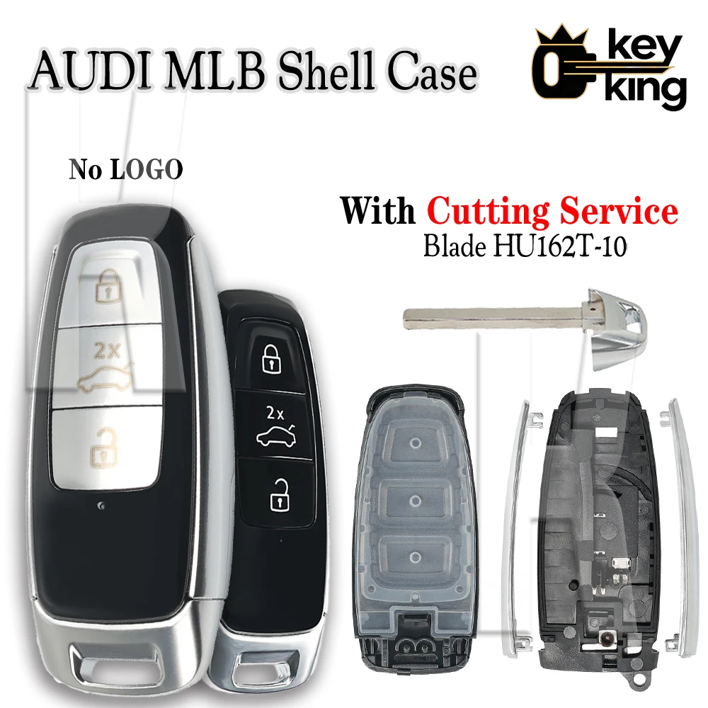 KK Smart Car Remote Key Shell Case Replacement Housing For Audi 3 Buttons Keyless Go Fob Cover With Uncut Blade No Circuit Board