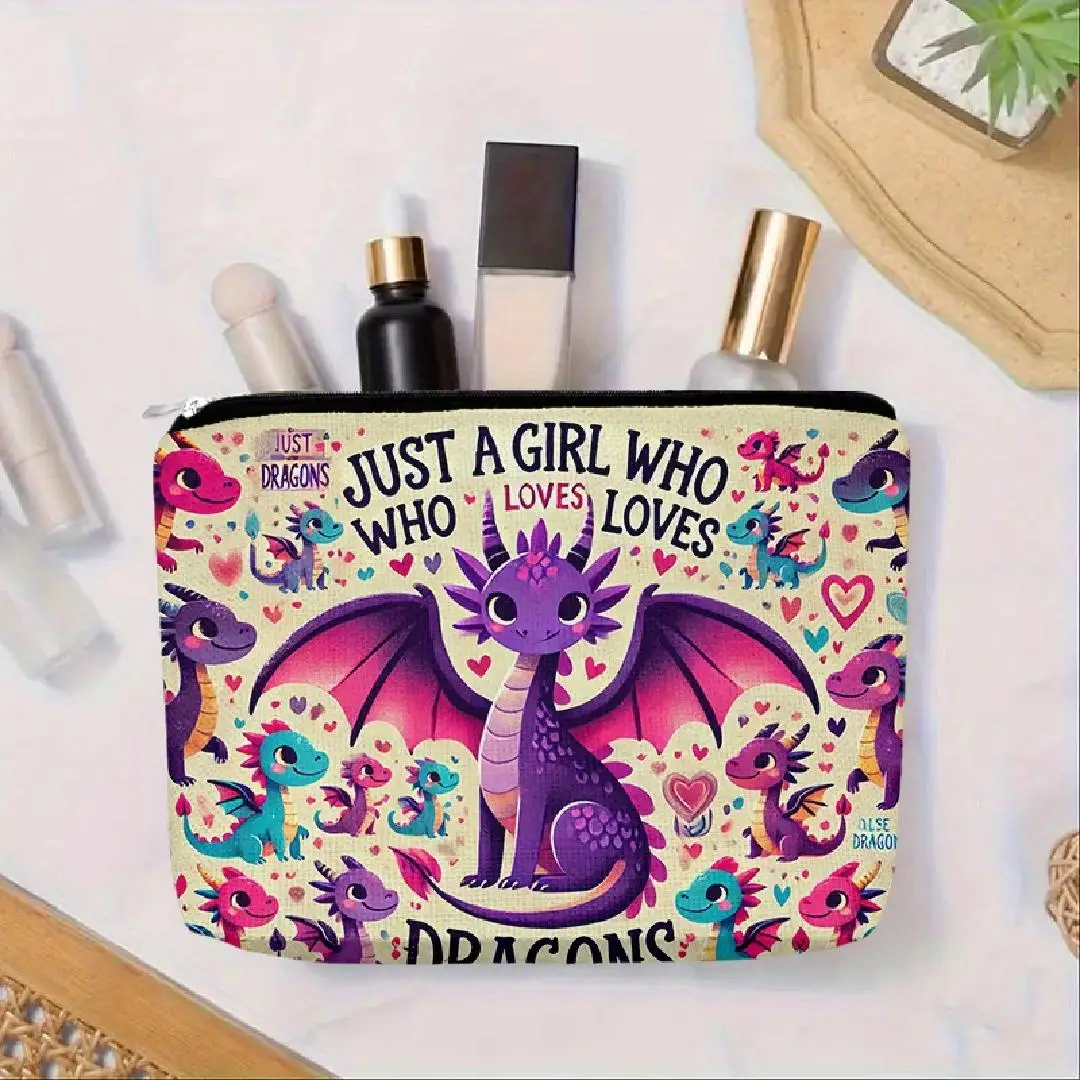 Un sac de maquillage sur le thème du dinosaure – jolie pochette multifonctionnelle à fermeture éclair pour femmes, sac de rangement de bijoux