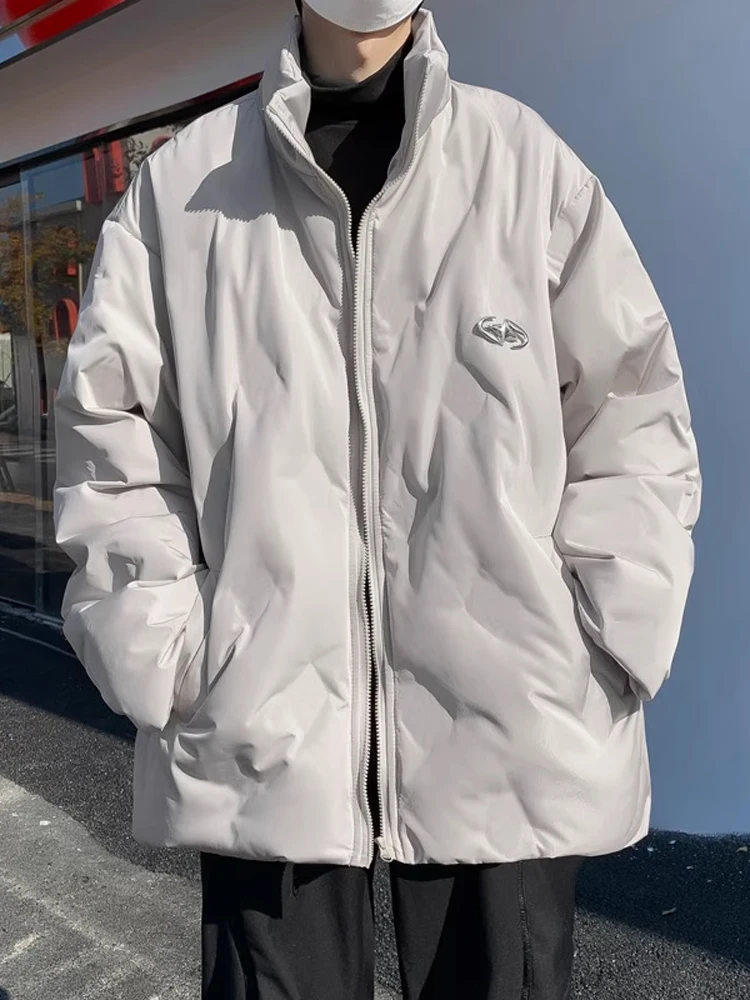 

ey Diamond id Windproof Stand Collar Cotton Jaet Men's Sle Loose Large Size Casual Warm Outerwear for Autumn