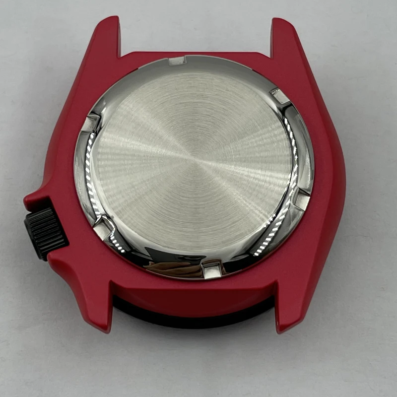 Jam tangan modifikasi bagian 42.3mm dilapisi keramik merah kaca safir aluminium Bezel SKX007/009 casing jam cocok untuk NH35/36 gerakan