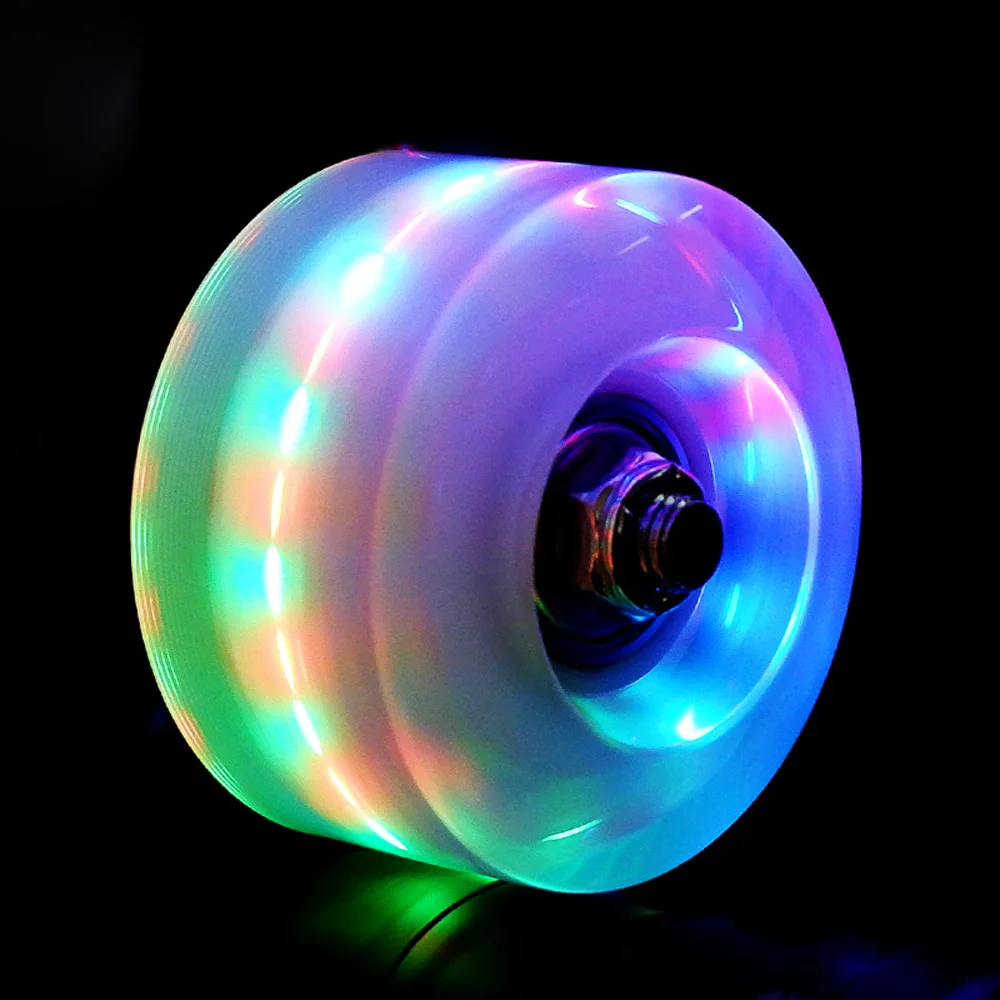 ライトアップクワッドスケートホイール-65x36mm-3-led点滅pu耐摩耗性ローラースケートホイール-ダブルロウローラースケート用-amb346