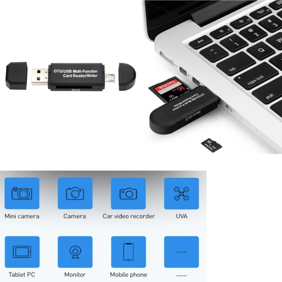 2 in 1 Micro USB OTG USB 2.0 SD Card Reader Adapter For Android Phone Tablet PC Memery Cards Reading Device microsd reader