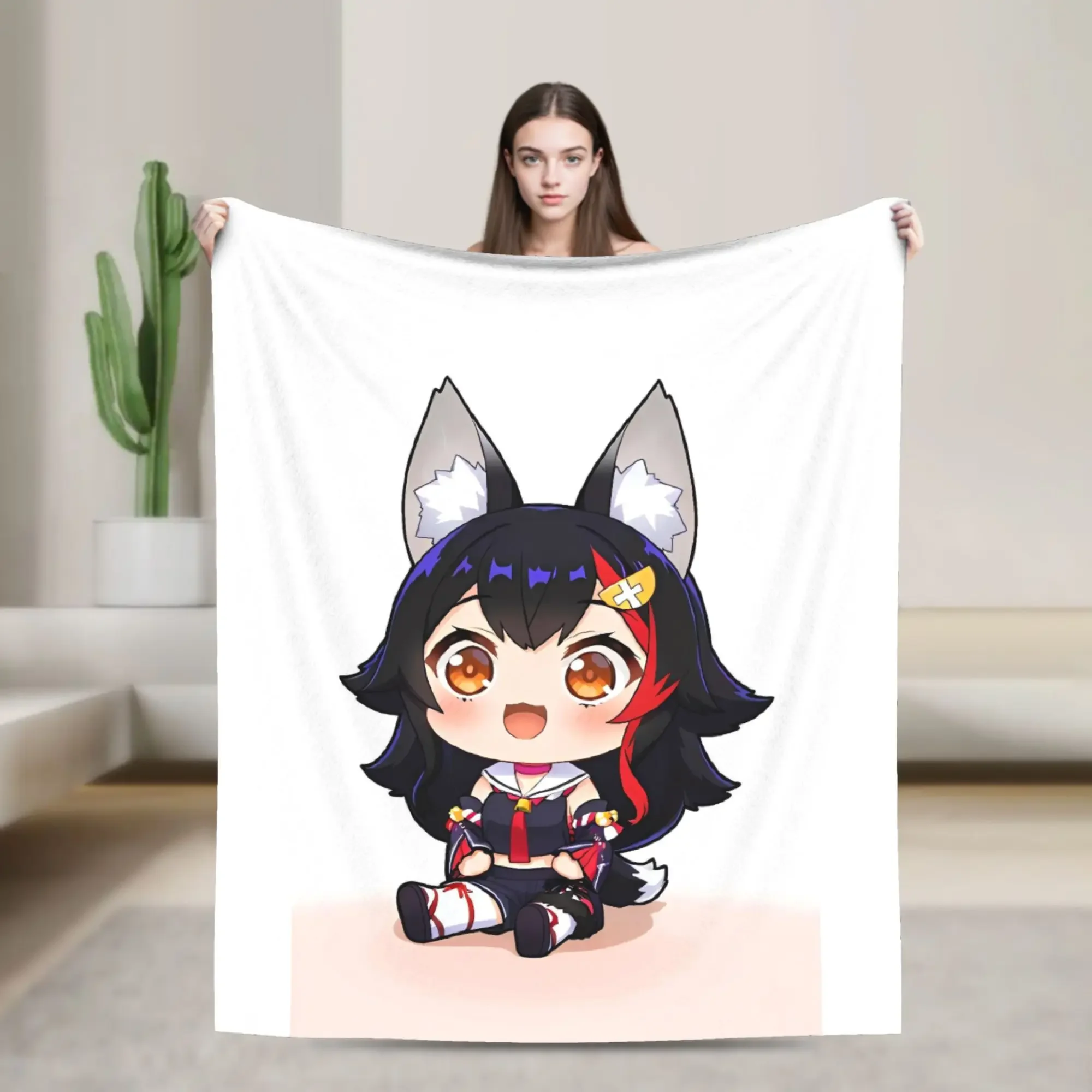

Anime Ookami Mio Blanket Quality Soft Warm Throw Blanket for Winter Bedroom Novelty Bedspread for Boys and Girls