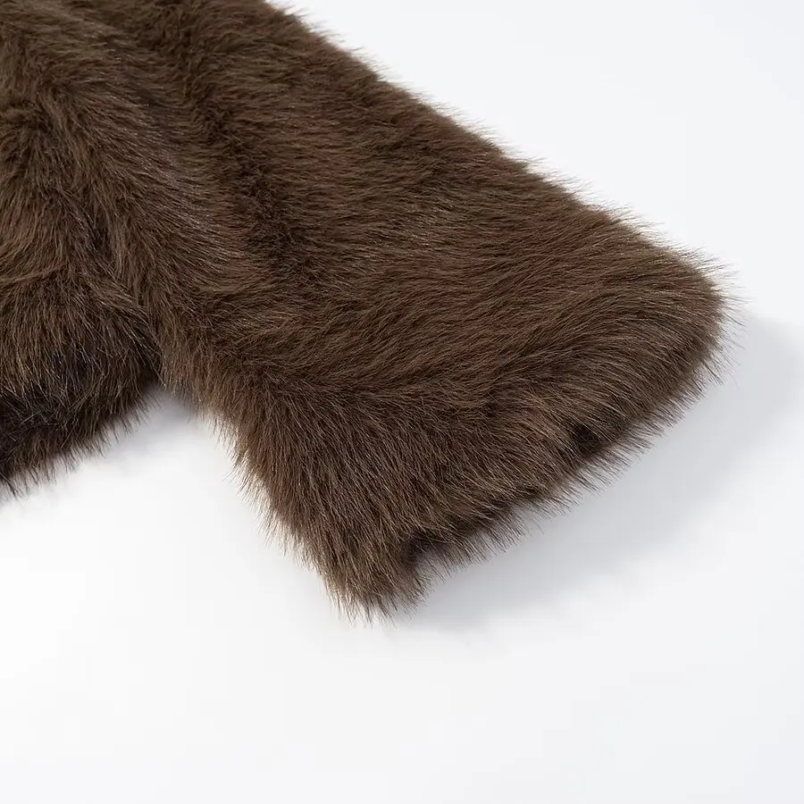 DiYiG WOMAN 2025 Zimowa Nowa Moda Sweter z Efektem Sztucznego Futra i Wełny Retro Długi Rękaw Zapinany na Guziki Casualowy Płaszcz Odzież Wierzchnia Mujer