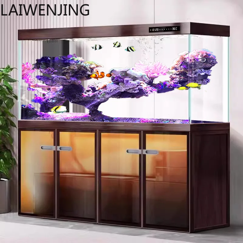 

HLZ Chinese fish tank living room ultra-white aquarium bottom filter floor medium and large integrated arowana tank