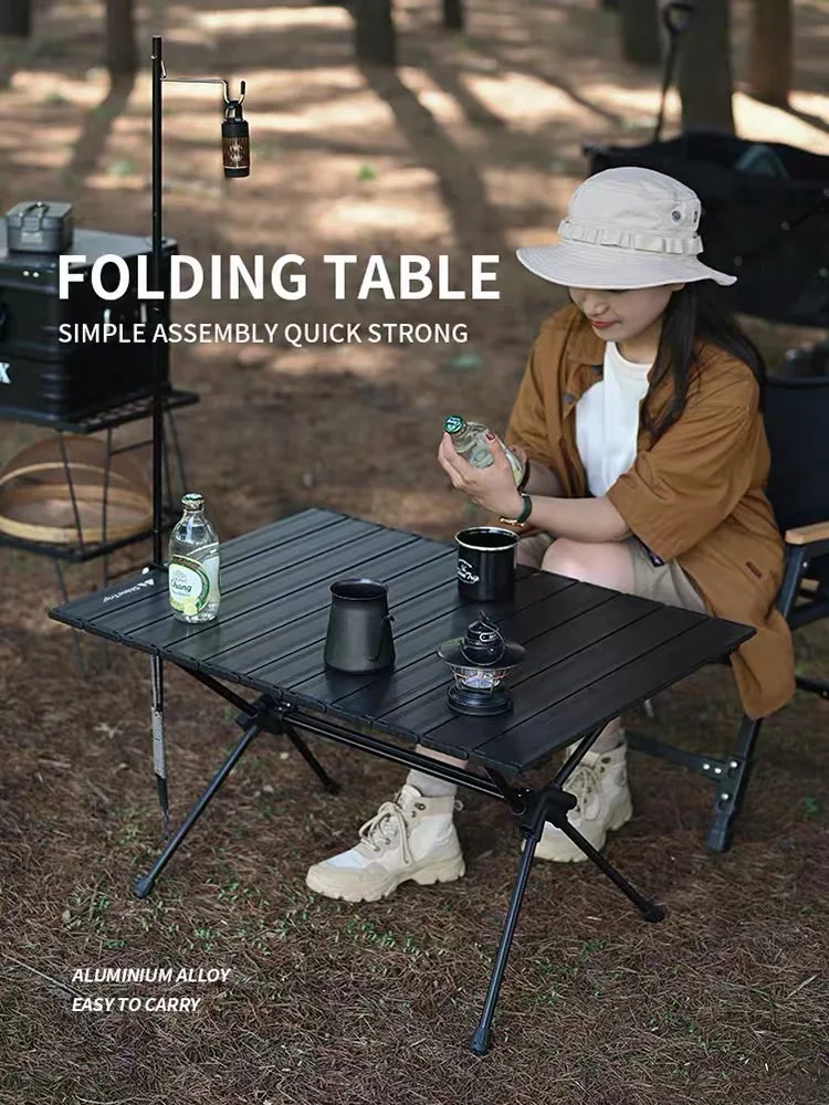 Outdoor table portable folding  aluminum alloy adjustable table camping picnic barbecue table stall storage table Camping tools