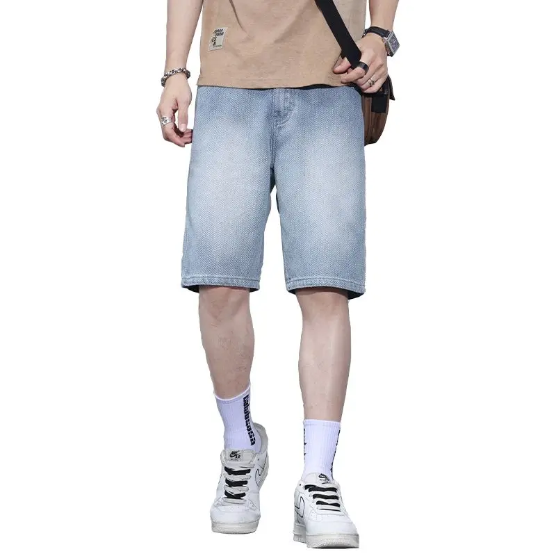 الرجال خمر نمط غسلها مستقيم الدنيم السراويل فضفاض صالح الدنيم السراويل الصيف الساخن العصرية الكورية عارضة بانت للرجال سراويل قصيرة