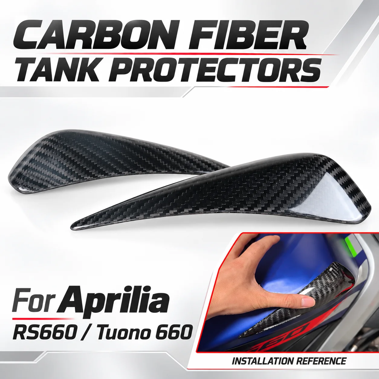 For Aprilia RS660 Tuono 660 Carbon Fiber Fuel Tank Side Protectors Motorcycle Tank Protective Covers Left Right Pair