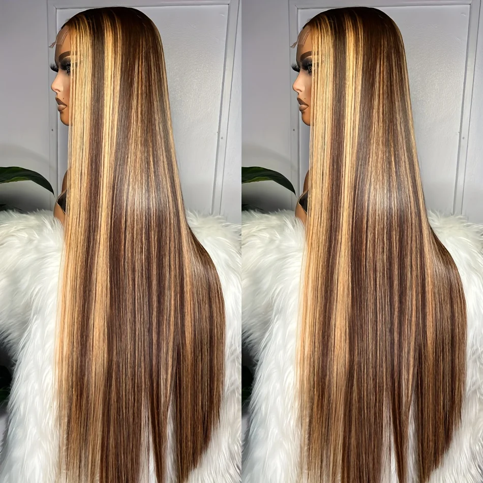 Heyju Blonde Hoogtepunt Ombre 4/27 Menselijk Haar Pruik Voor Vrouwen Diepe Golf Hd Transparante Pruik Rechte 13x4 13x6 Kant Frontale Pruik Verkoop