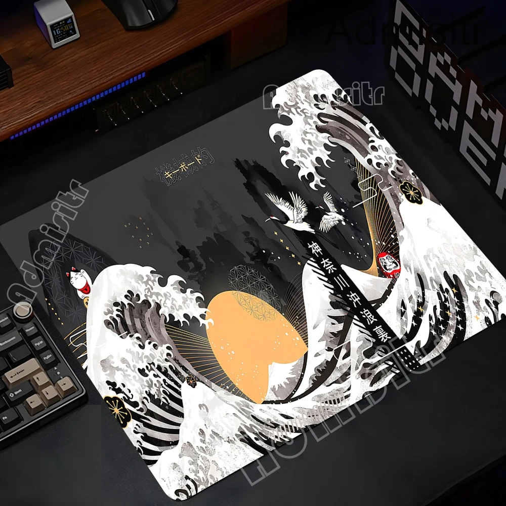Mousepad Small Hot Sell Computer Gaming Mousepads Art Gamer Anti slip Black And White Great Wave Carpet Home Portable Mouse Mat