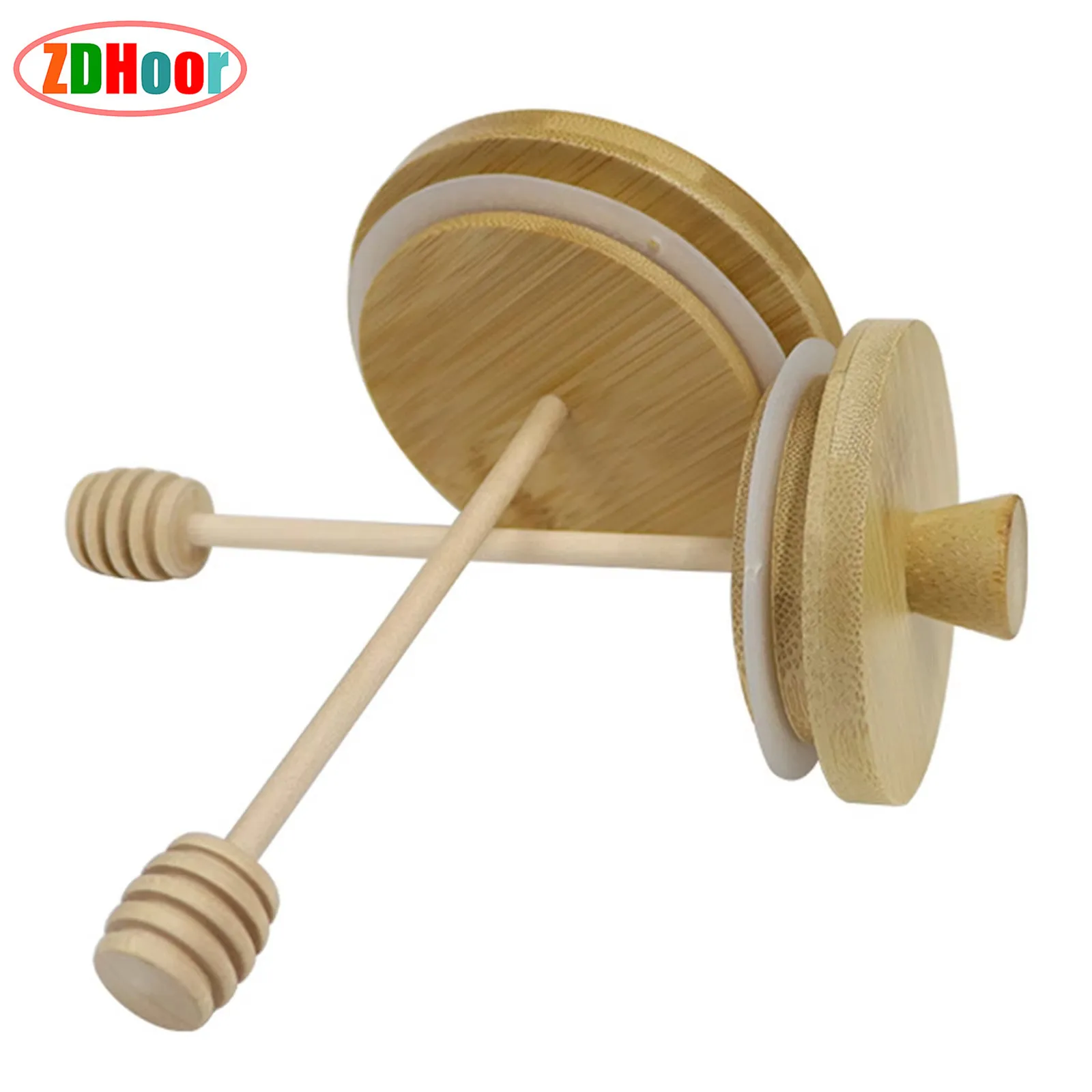 

Creative Bamboo Honey Dip Spoon Lid Honey Dispenser Blender Wooden Stick with Canning Pot Containers for Daily Use