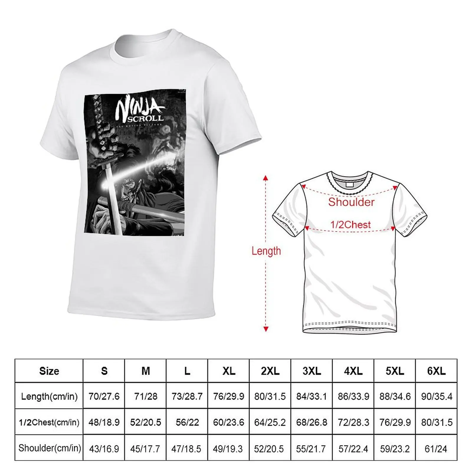 NINJA SCROLL B/W T-Shirt for a boy Aesthetic clothing mens t shirts pack