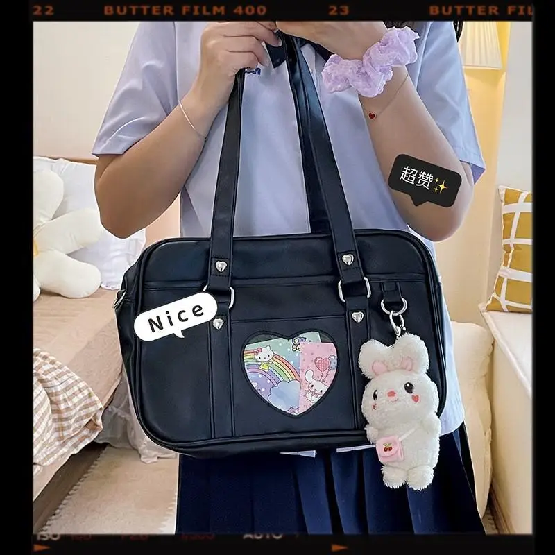 Japanese Ins Harajuku Style Girl JK School Uniform Shoulder Bags Women Student  PU Handbag Anime Lolita Crossbody Bag