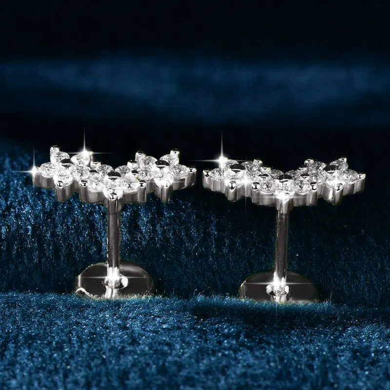 Lnngy Zertifizierte Moissanit-Ohrstecker Niedliche Blumen-Knorpel-Ohrringe für Frauen Exquisiter Fünfzackiger Stern Ohrschmuck Geschenk – Detail 9