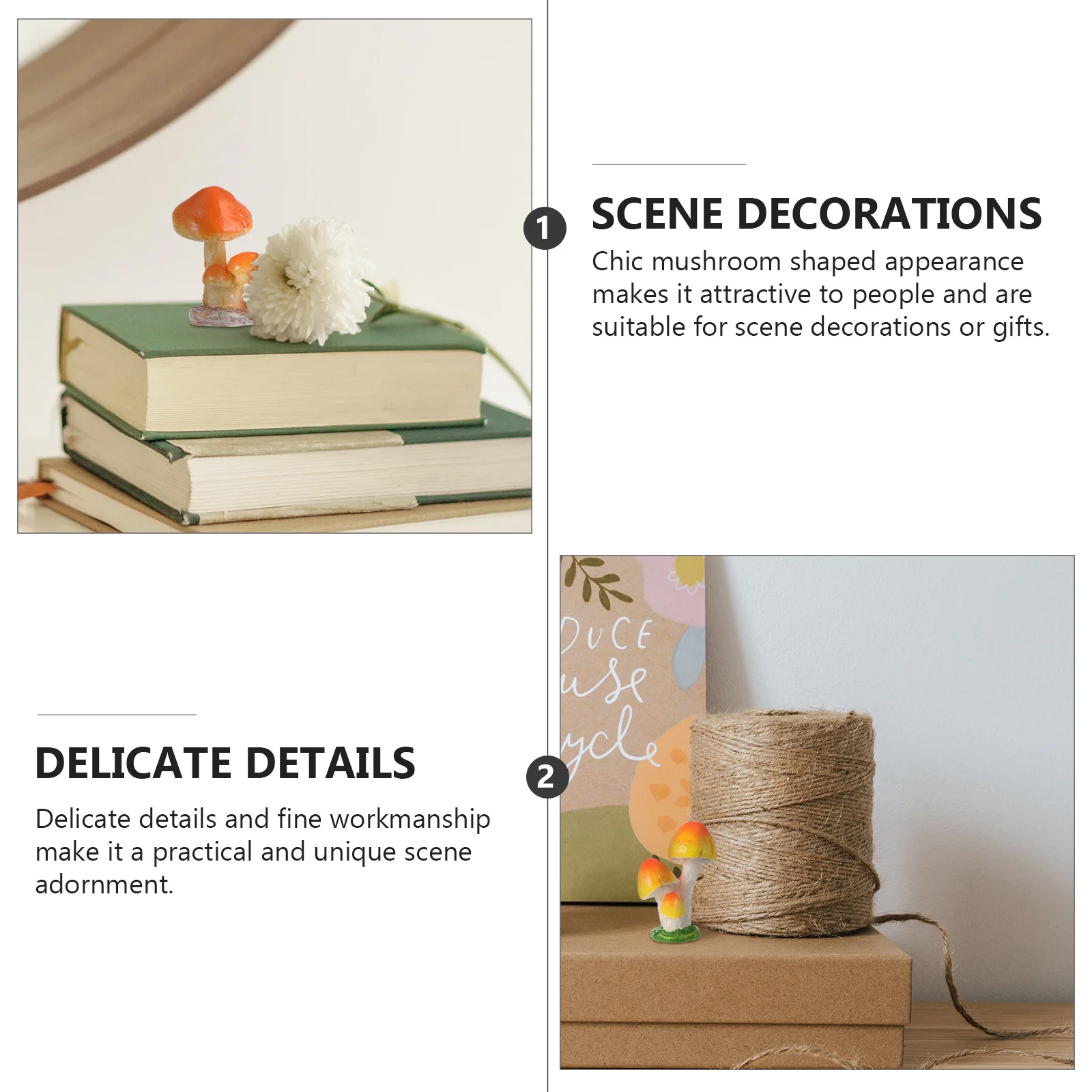 

6pcs Mini Mushroom Bonsai Resin Craft Fairy Garden Decoration Simulation For Home Table Desk Decor Chair Adornment