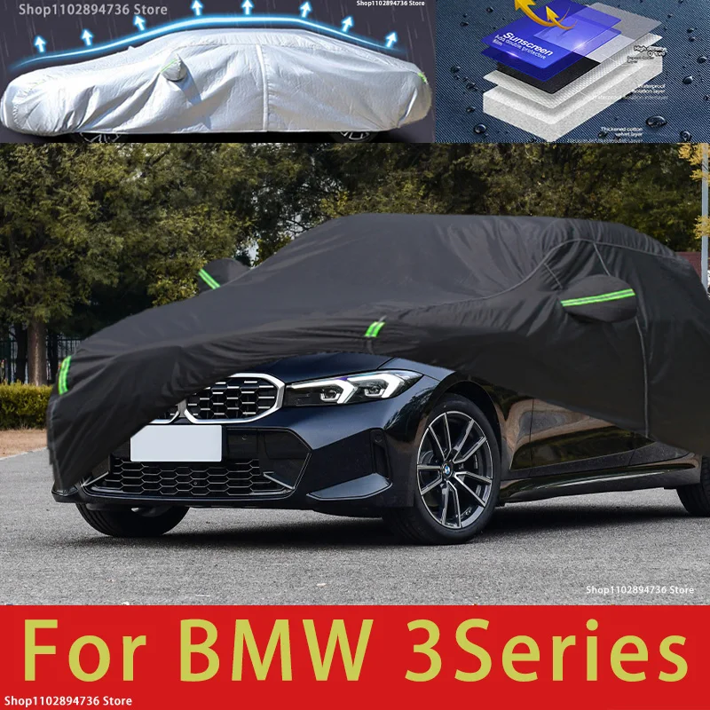 

For BMW 3Series fit Outdoor Protection Full Car Cover Snow Covers Sunshade Waterproof Dustproof Black Car Cover