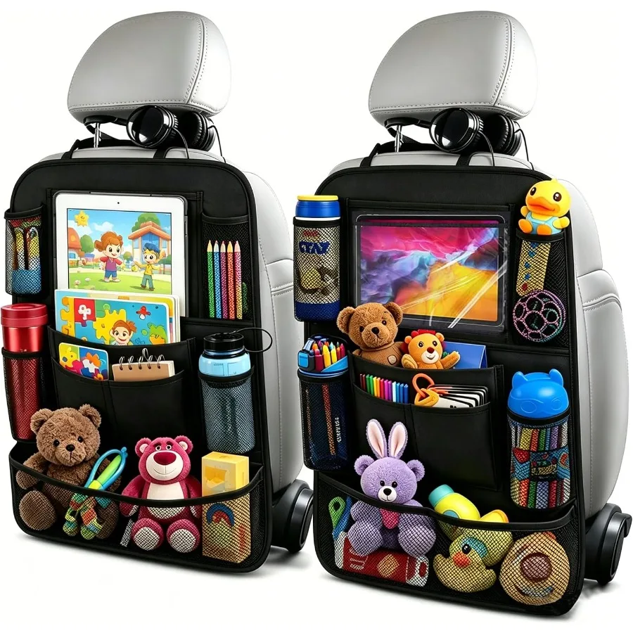 1/2Pcs Car Backseat Organizer Touch Screen Tablet Holder Auto Storage Pockets Cover Car Seat Back Protectors for Children Kids
