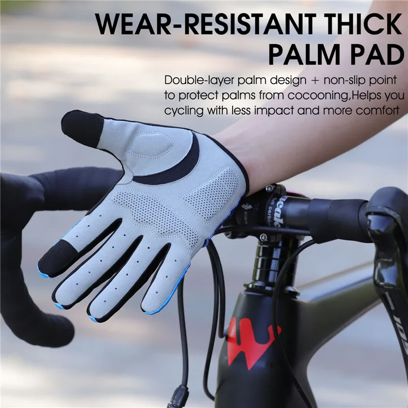 WEST BIKING Cycling Anti-slip Elastic Gloves Full Finger Breathable Touch Screen Motorcycle Bicycle Mtb Reflective Bike Gloves