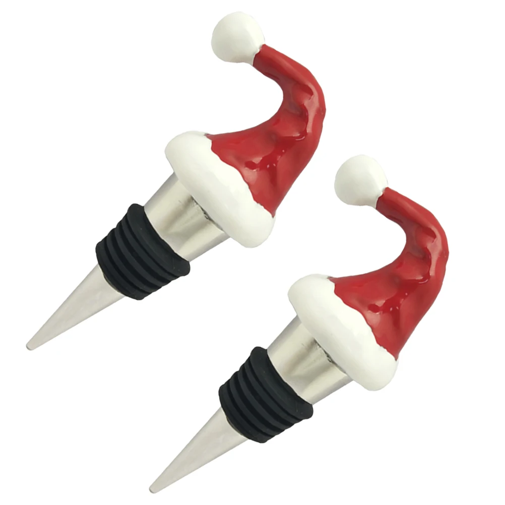 

2pcs Xmas Stopper Reusable Red Wine Plug Sealing Decorative Beverage Cork Portable Party Wine Stoppers