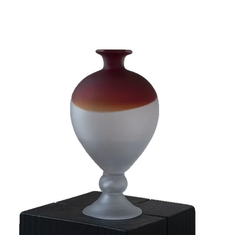 

French retro milk glass big belly high feet antique art vase premium flower utensils ins soft ornament